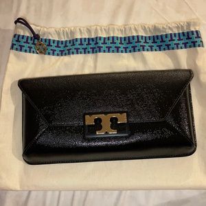 Tory Burch Gigi Caviar Leather Clutch